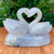 Hand Carved Chalcedony Swan Gemstone Animal Figurine