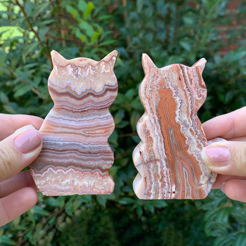 Self Standing Hand Carved Crazy Lace Agate Cat Animal Figurines Wholesale - Gem Avenue