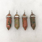 Natural Unakite Hexagonal Bullet Pointed Pendant