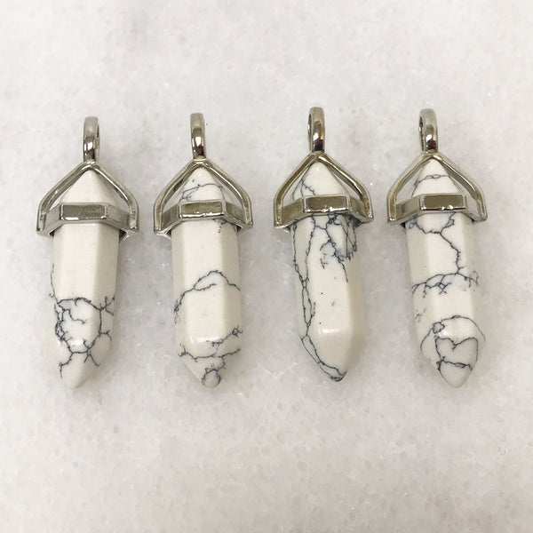 Hexagonal Howlite Bullet Point Pendants Wholesale - Gem Avenue