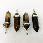 Natural Tiger Eye Hexagonal Bullet Pointed Pendant