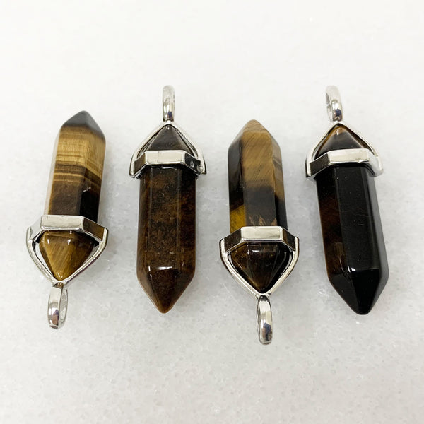 Hexagonal Tiger Eye Bullet Point Pendants Wholesale - Gem Avenue